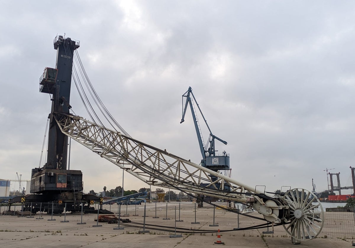 Una de las dos grúas de la empresa Bergé que se han puesto a la venta