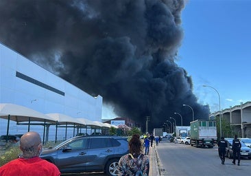 Un incendio en un almacén de productos químicos de Alcalá de Guadaíra provoca explosiones y una gran columna de humo