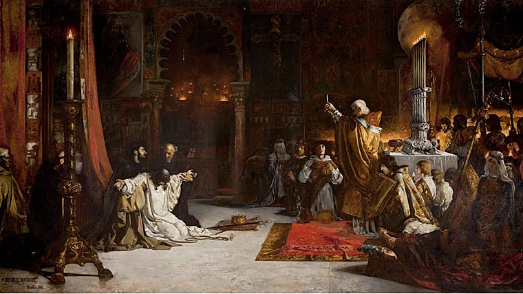 Postrimerías de San Fernando. Cuadro de Virgilio Mattoni - Salón del Almirante del Alcázar de Sevilla