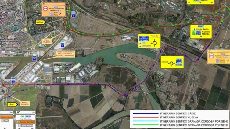 Las obras del Puente del Centenario provocarán cortes de tráfico en Sevilla durante las primeras semanas de junio