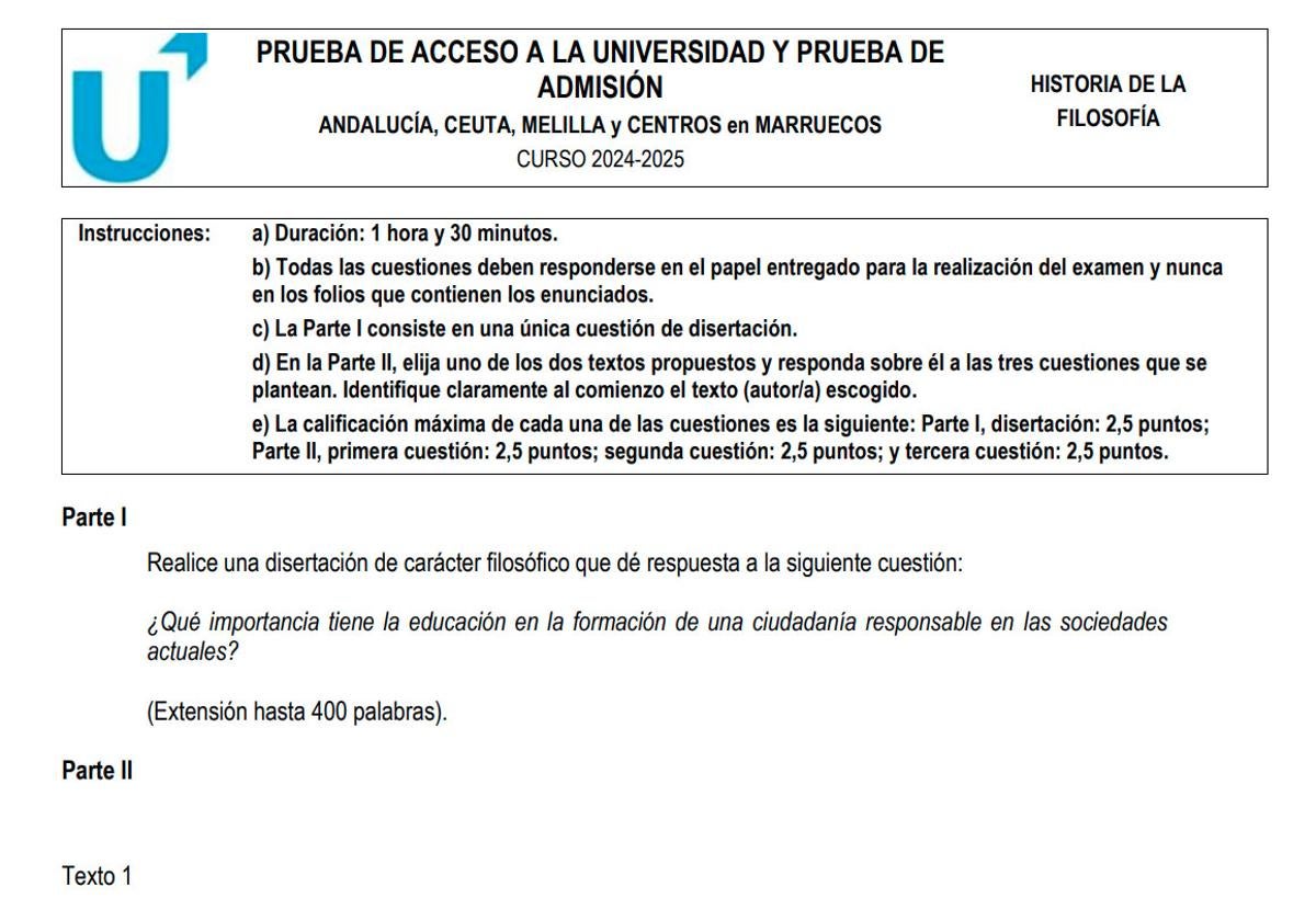 Examen de Historia de la Filosofía 2025