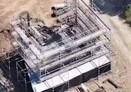 El carril bus-VAO del Aljarafe visto desde el aire: las obras van por la entrada de Camas