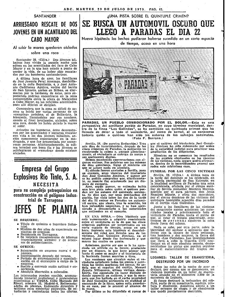 Así contó ABC el crimen de Los Galindos