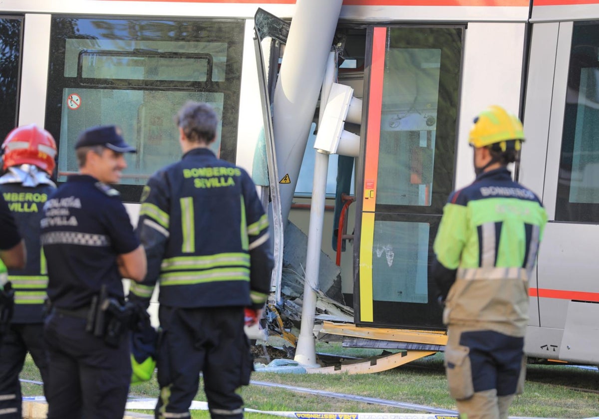 Imagen del accidente del tranvía de este lunes