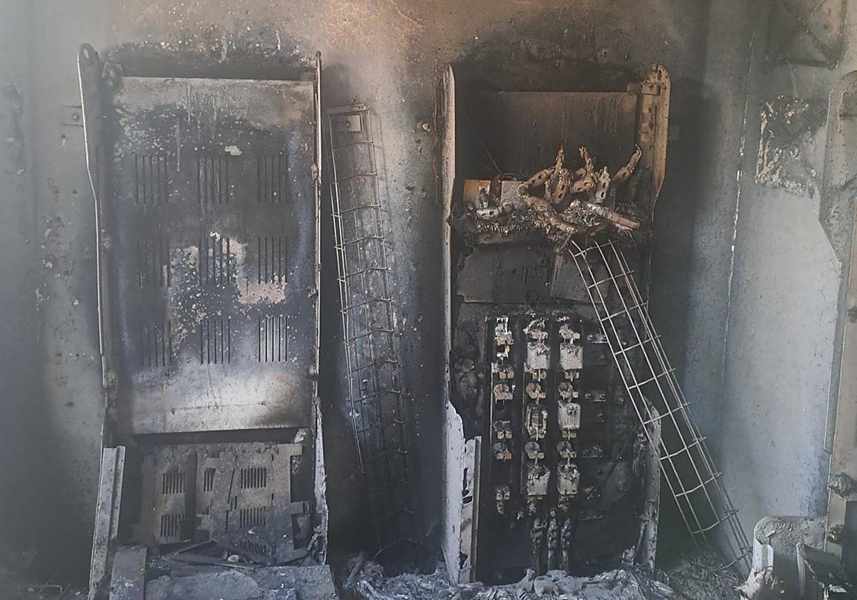 Estado del centro de transformación tras el incendio