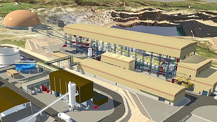Recreación del resultado de la planta de tratamiento del mineral