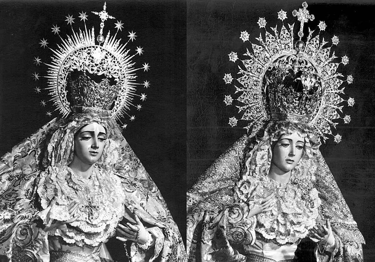 La Virgen primitiva y la que resultó de la remodelación de 1975