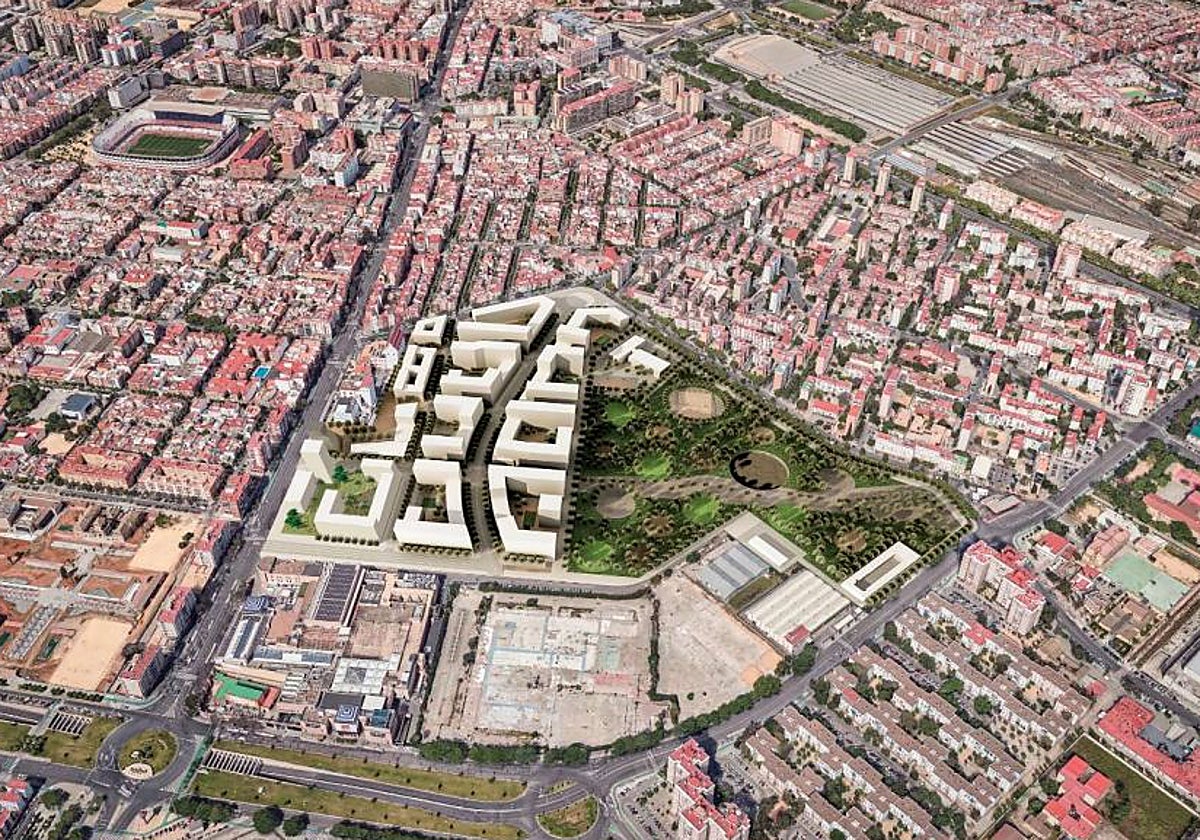 Recreación de los desarrollos previstos en estos terrenos de Nervión