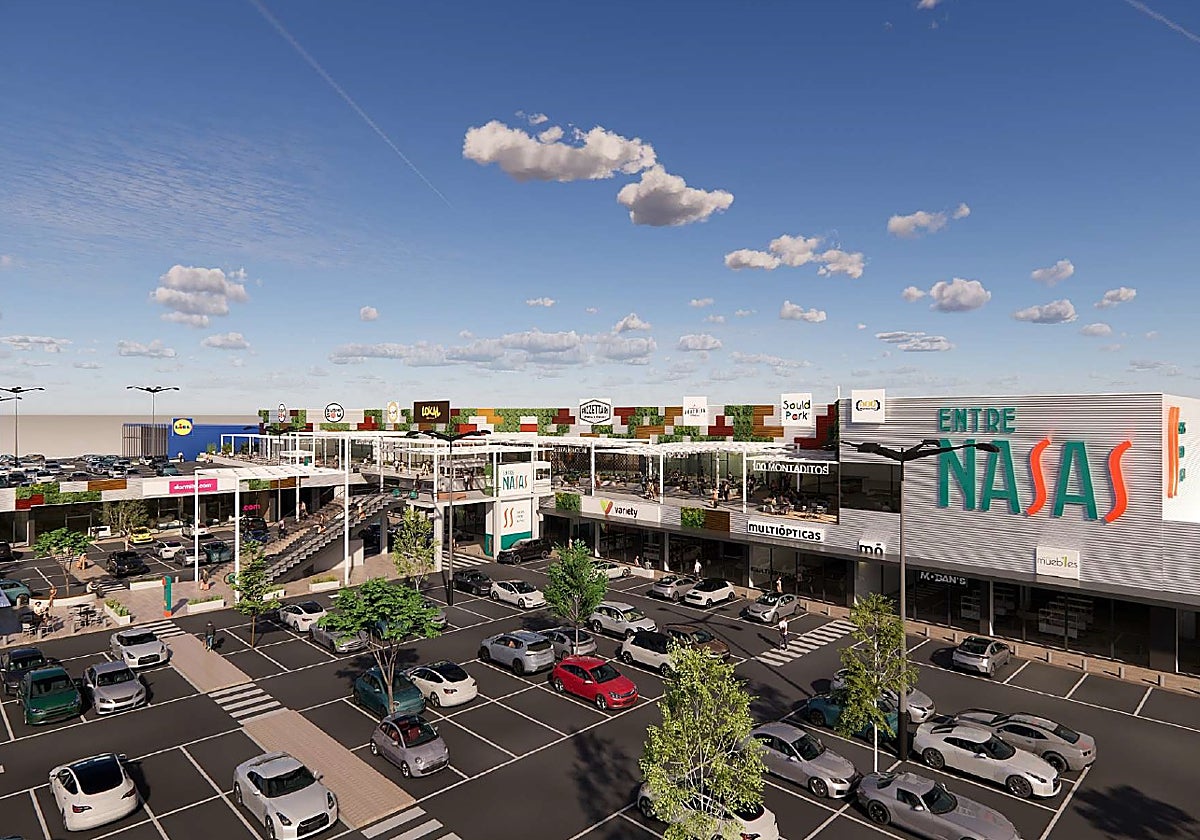 Recreación del centro comercial de Entrenúcleos, llamado 'Entrenasas'
