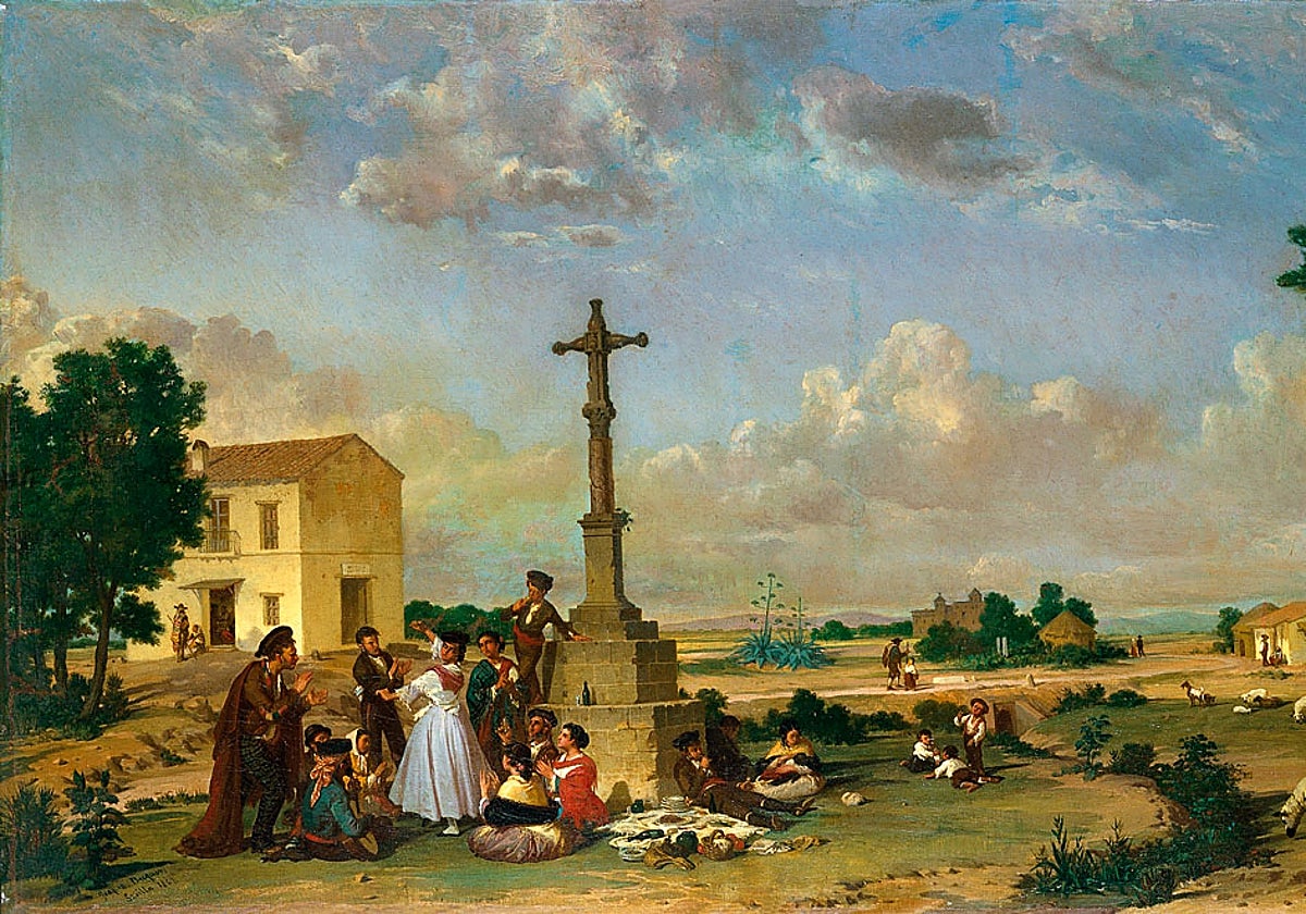 'Baile en el exterior de una venta' (1867), lienzo de Joaquín Domínguez Bécquer que pertenece al Museo Carmen Thyssen de Málaga