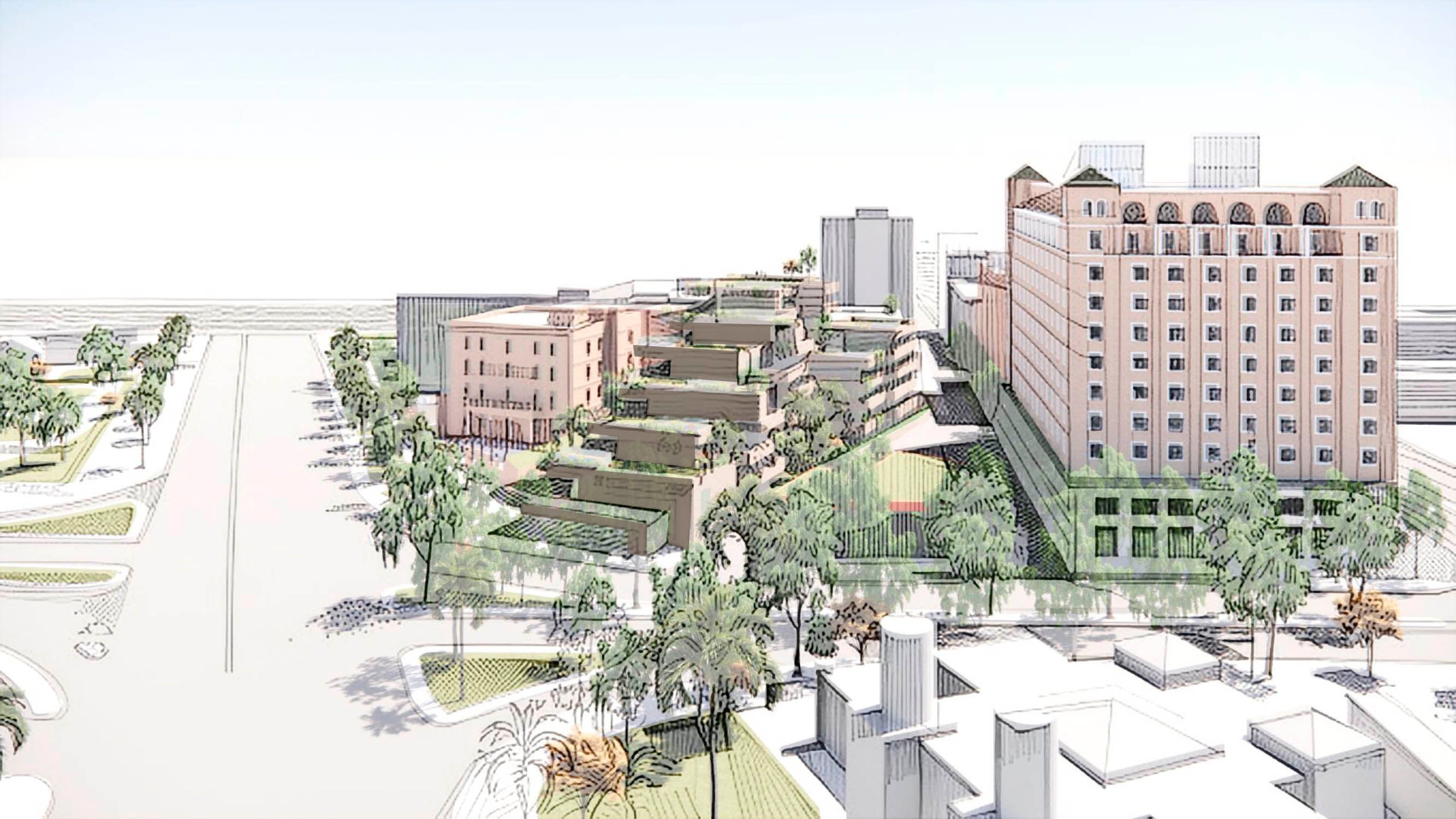 Imagen principal - Bocetos de la nueva urbanización del Puesto de los Monos y el entorno