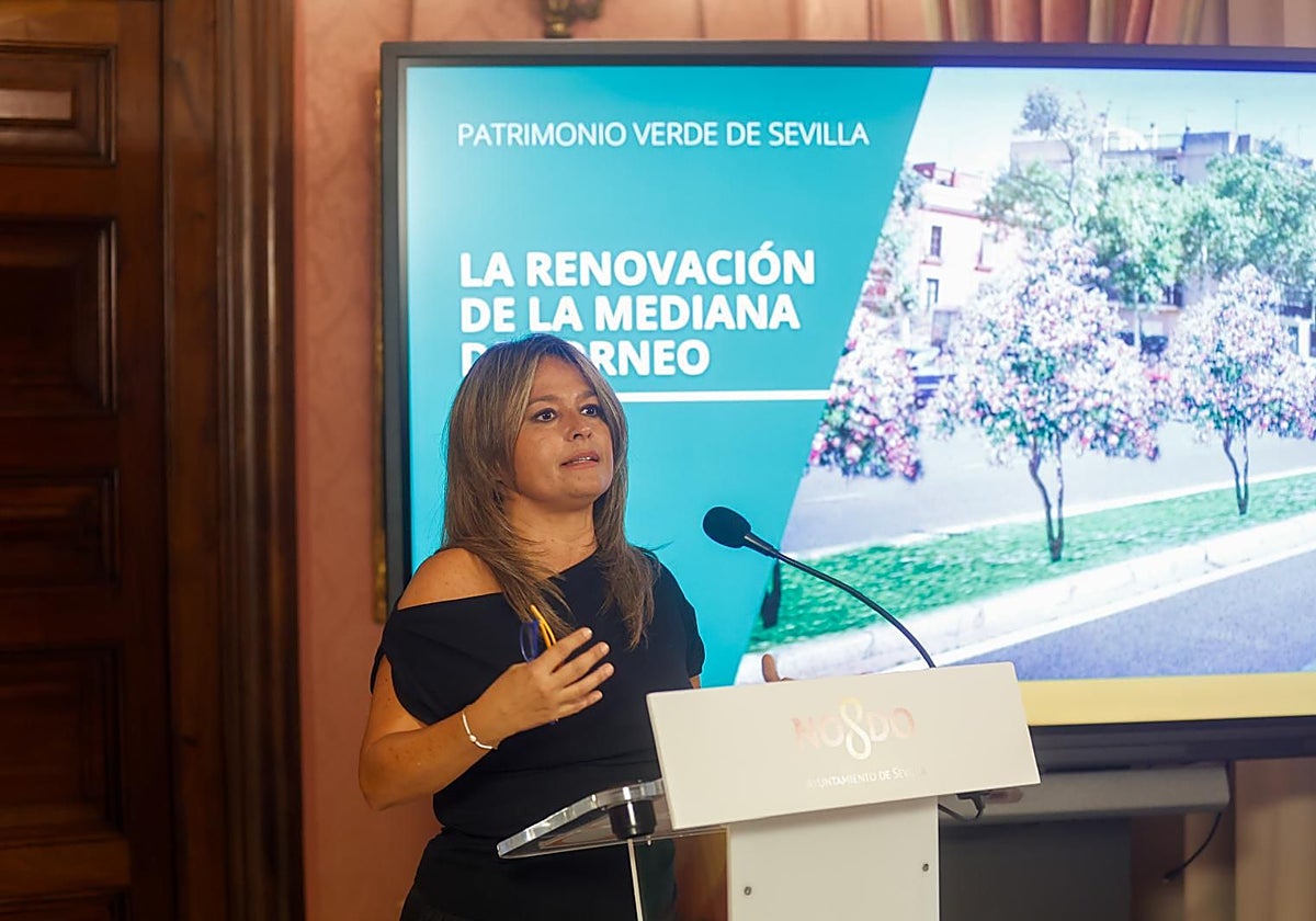 Evelia Rincón ha presentado este viernes el plan municipal para actuar en las medianas de las principales avenidas