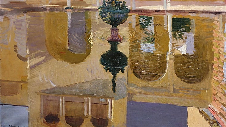 'Reflejos de una fuente' muestra un encuadre muy fotográfico