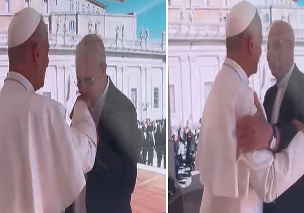 Eduardo Martín Clemens saluda y abraza al Papa León XIV