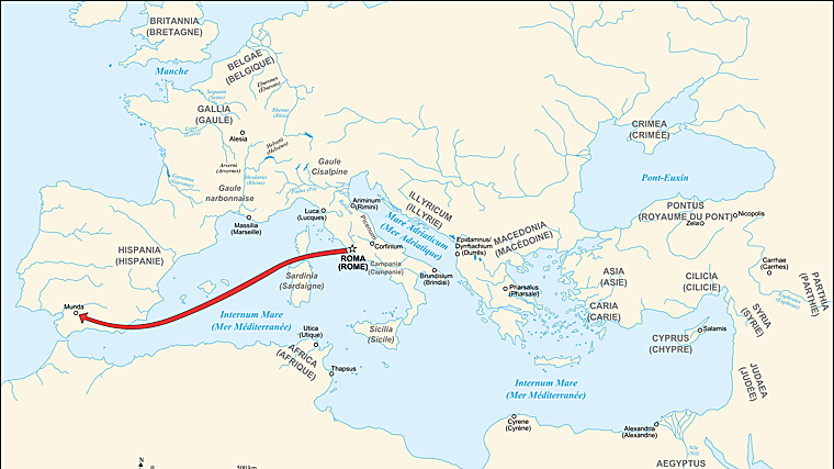 Julio César en Sevilla tras la batalla de Munda