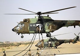 Dos Hermanas acoge un desfile militar con vuelo de helicópteros por el medio siglo del Batallón de Maniobras de El Copero