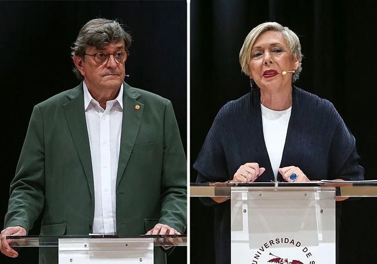 José Luis Gutiérrez y Carmen Vargas, durante el primer y único debate electoral