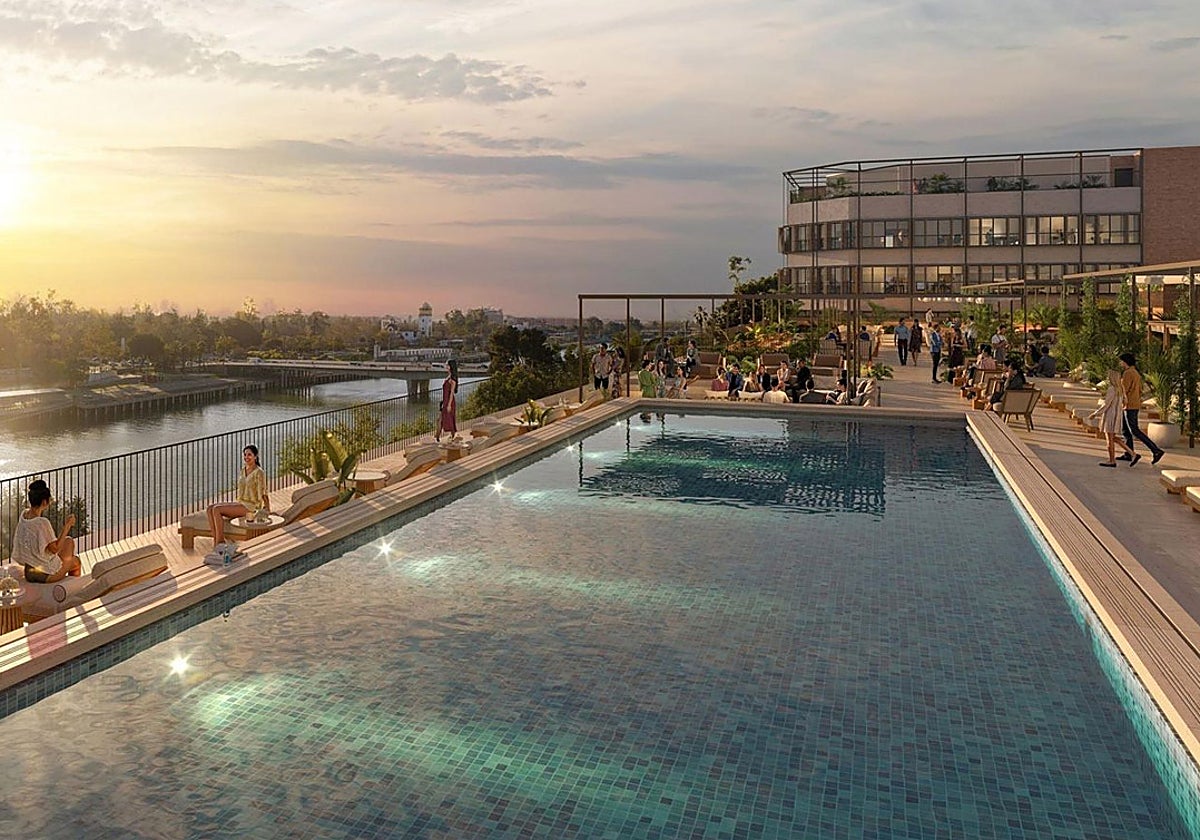 Piscina del hotel de Altadis que se construirá sobre uno de los edificios de oficinas