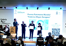Ignacio Sánchez de Mora y María Antonia Colomar reciben el Premio Patrimonio Mundial 'Federico Mayor Zaragoza'