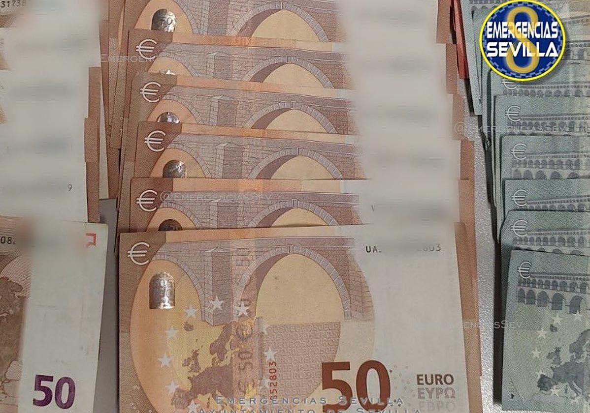 Imagen del dinero encontrado en Sevillla