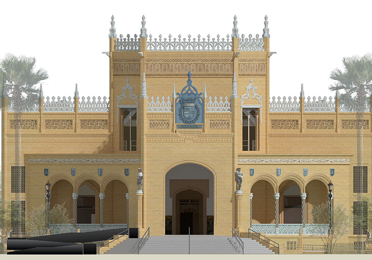 Recreación de la fachada del Pabellón Real una vez que estén finalizadas las obras