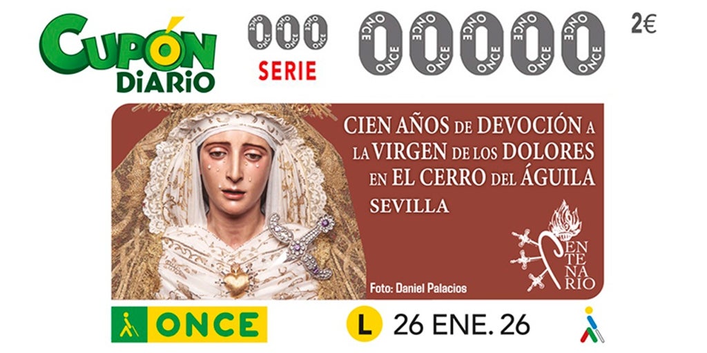 La ONCE dedica el cupón de este lunes a la Virgen de los Dolores del Cerro
