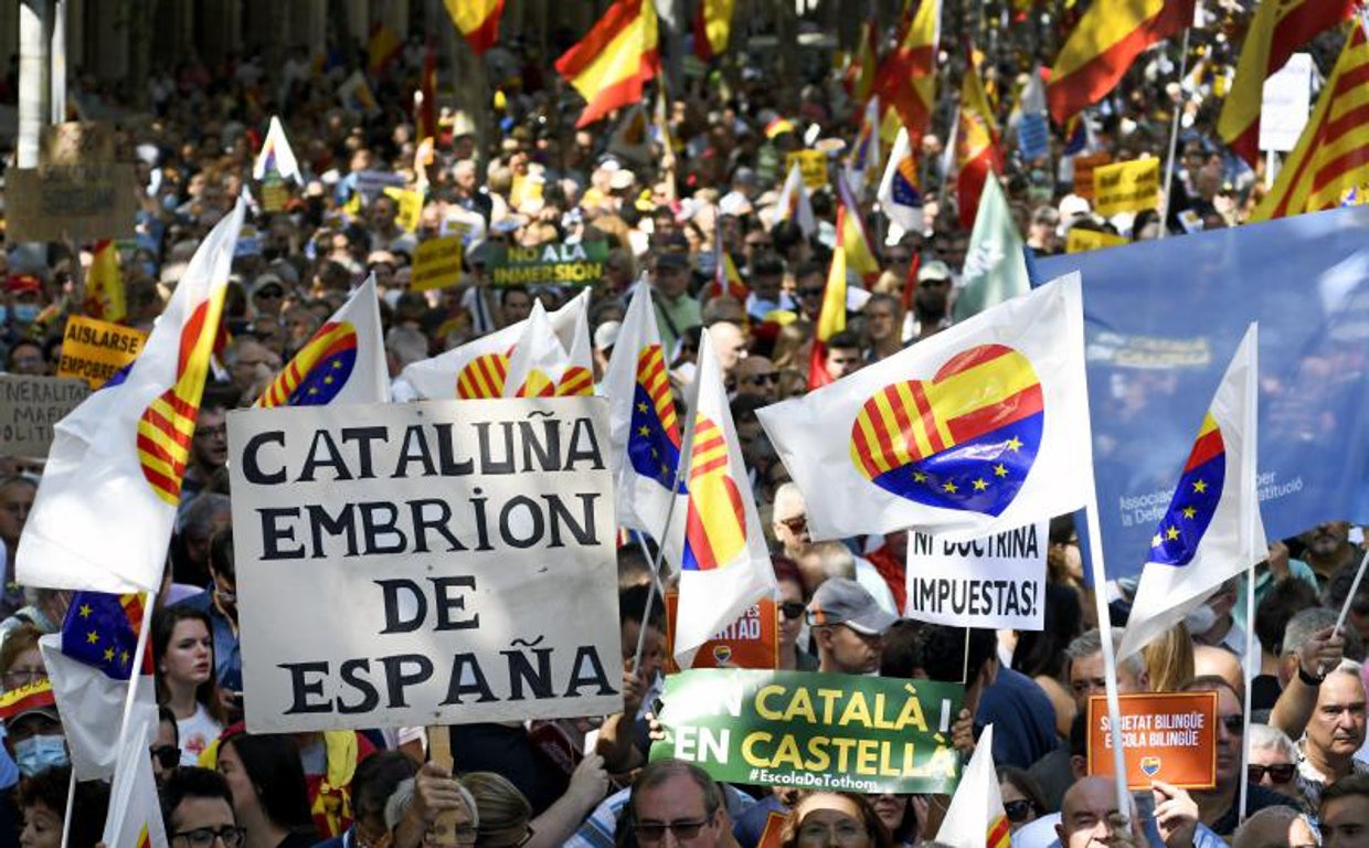 Manifestación en defensa del español en las aulas, el pasado domingo en Barcelona
