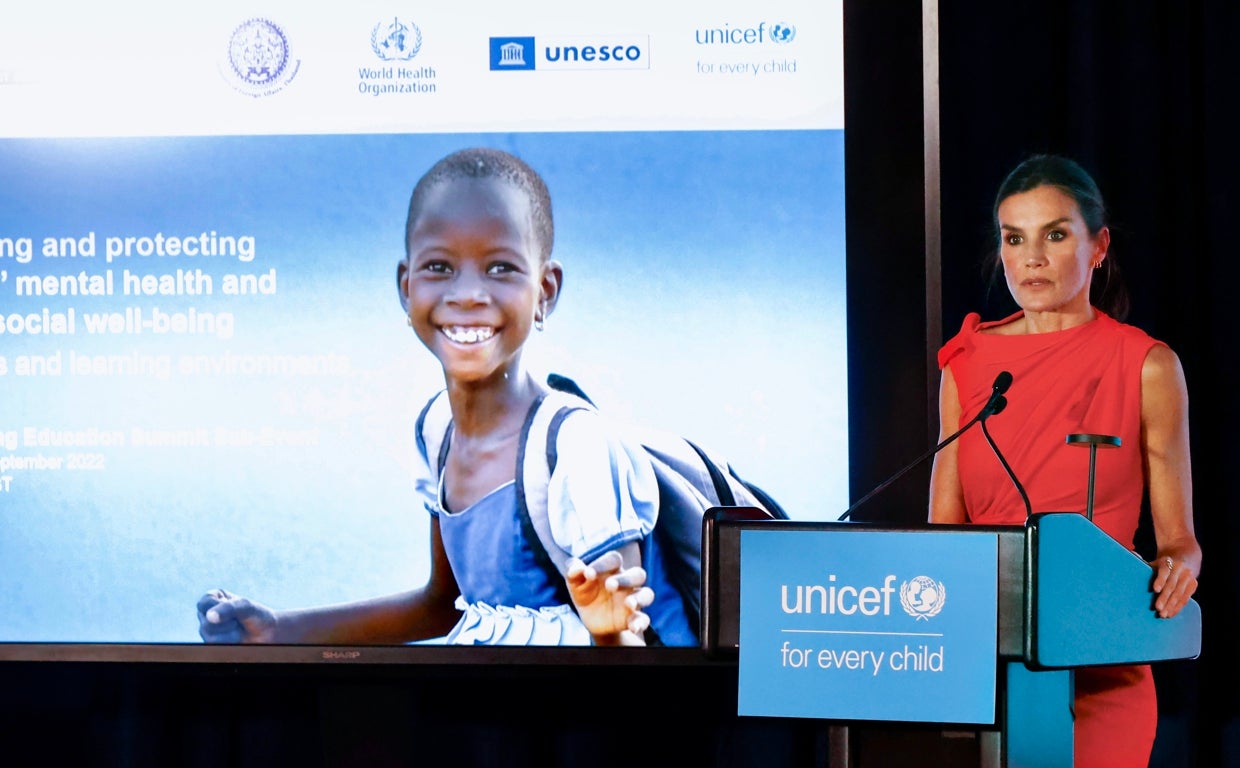 La Reina Letizia en el evento organizado por UNICEF y la OMS incluido en la semana de alto nivel de la Asamblea General de las Naciones Unidas