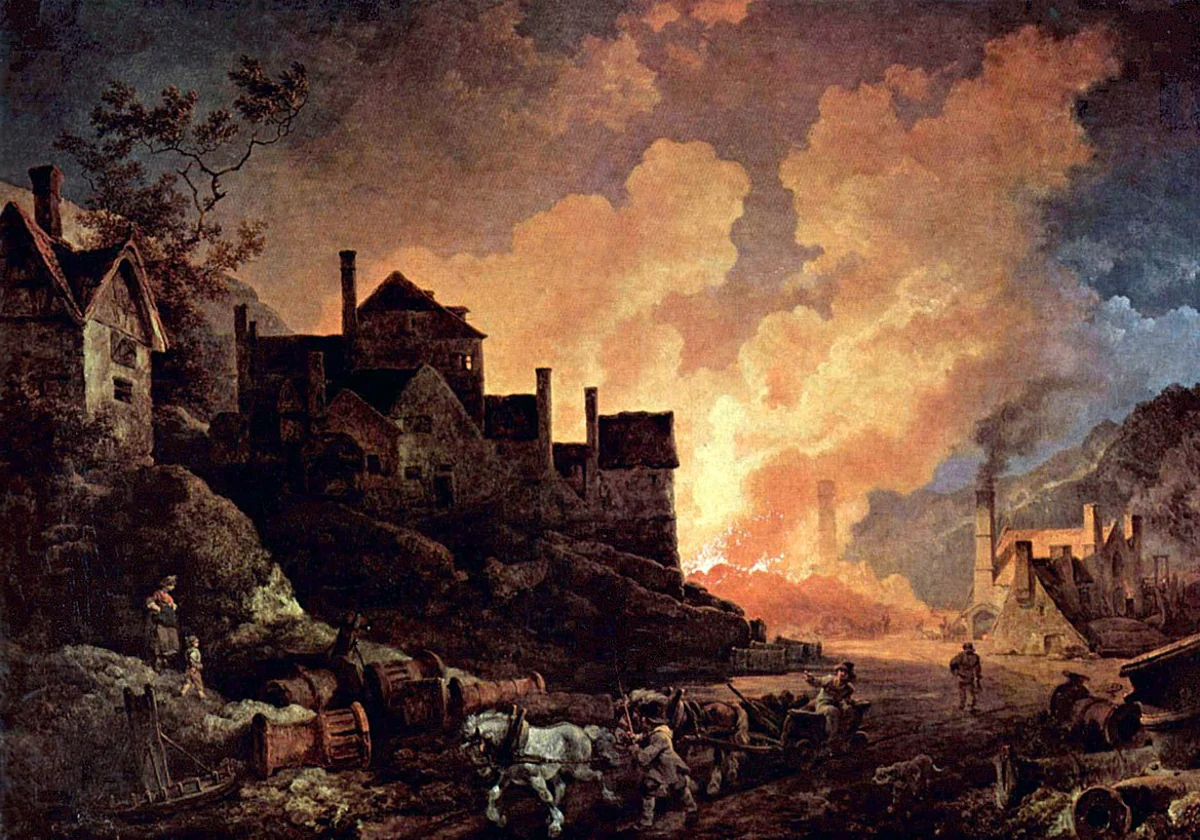 Coalbrookdale de noche, pintura al óleo del artista inglés de origen francés Philip James de Loutherbourg