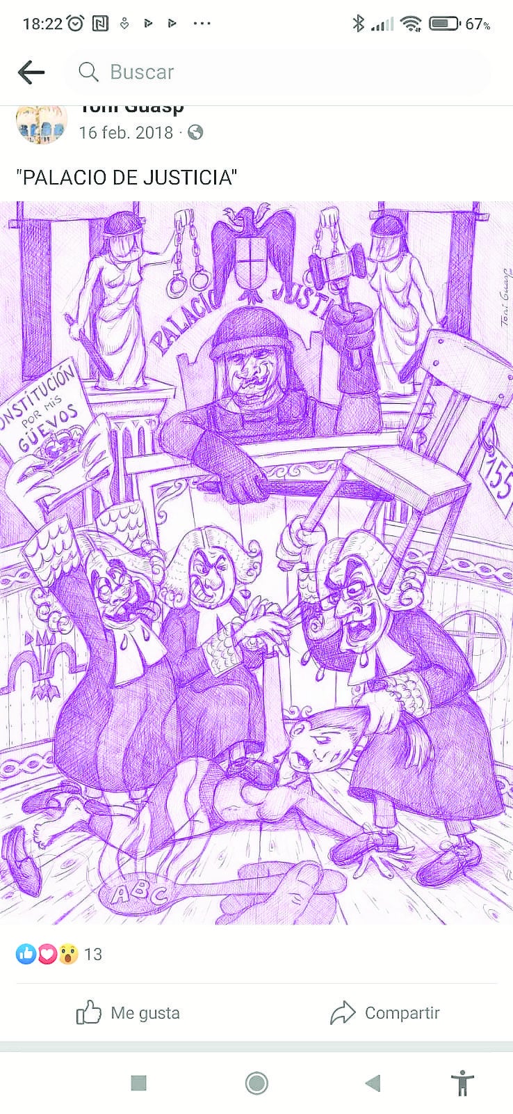 Dibujo compartido por el profesor Antoni Guasp en sus redes sociales en 2018