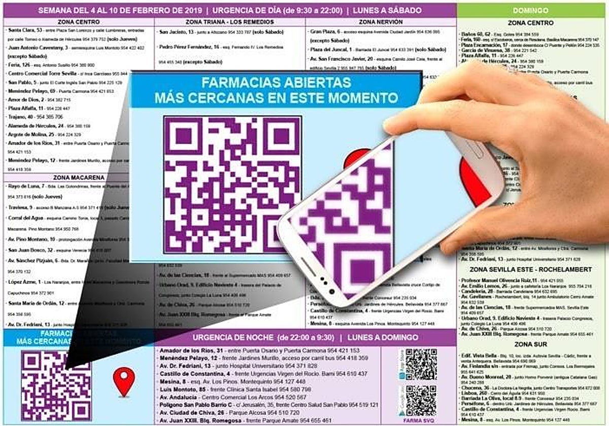 Código QR para comprobar que farmacias están de guardia en Andalucía