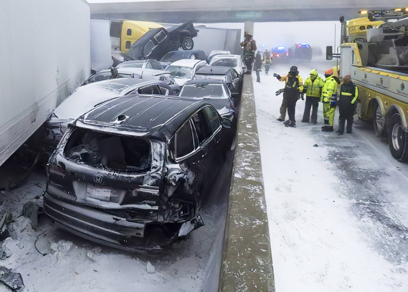 Los servicios de emergencias tuvieron trabajo en las carreteras de todo el país, ya que hubo numerosos accidentes como este de Ohio.