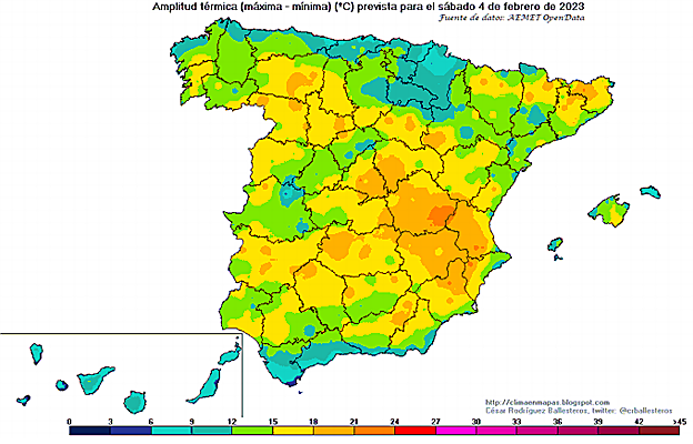 Amplitud térmica en España para este fin de semana