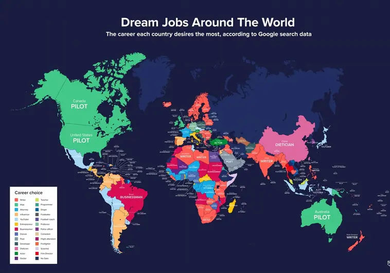 ¿Cuál es el trabajo soñado en cada país del mundo? La profesión elegida en España desata la polémica