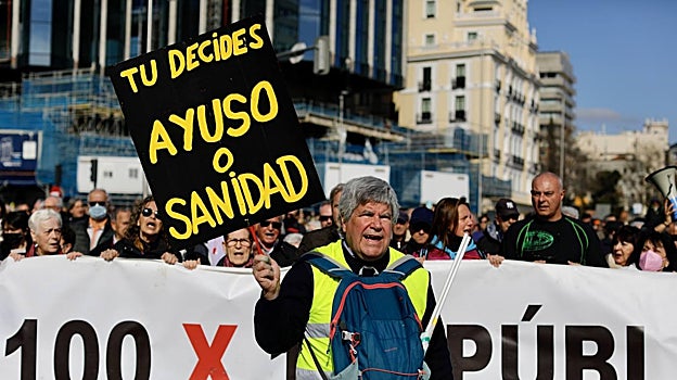 Manifestación masiva por la mejora de la sanidad pública en la Comunidad de Madrid.
