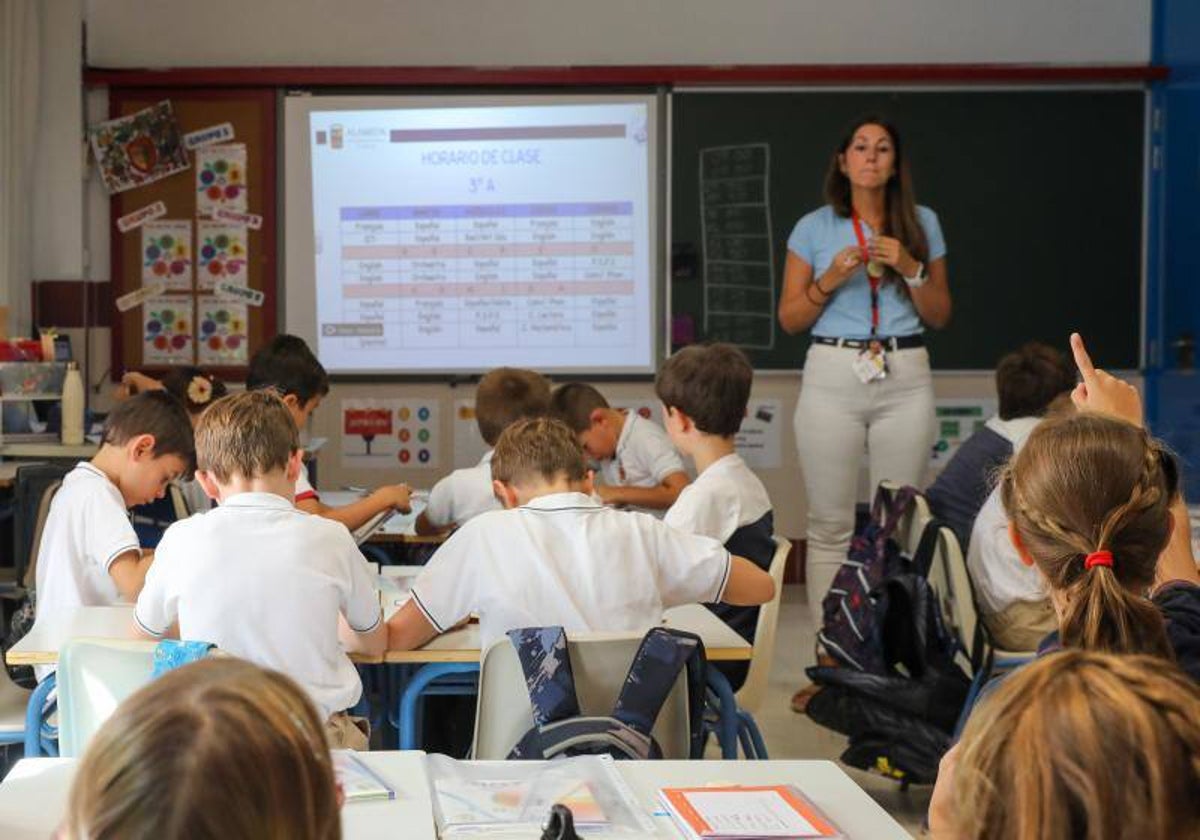 Alumnos de educación primaria en un colegio de Madrid