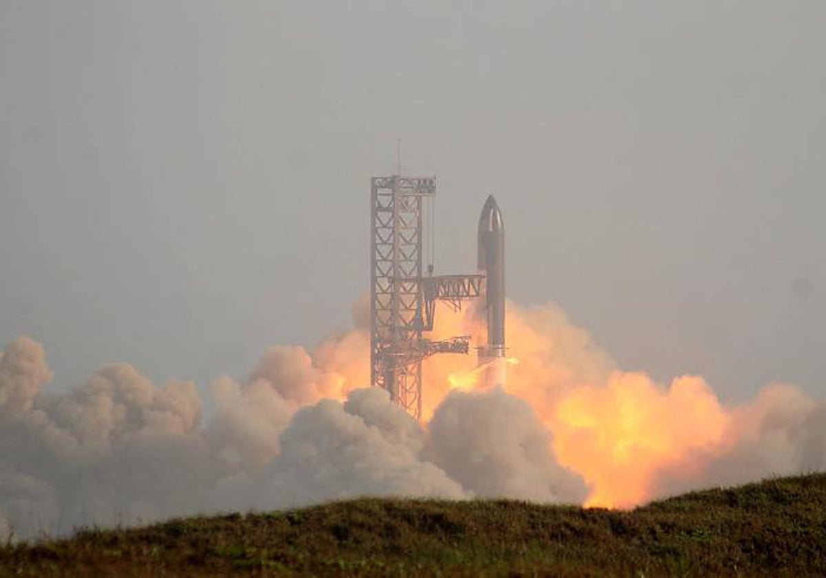 Un momento del lanzamiento de Starship, este jueves