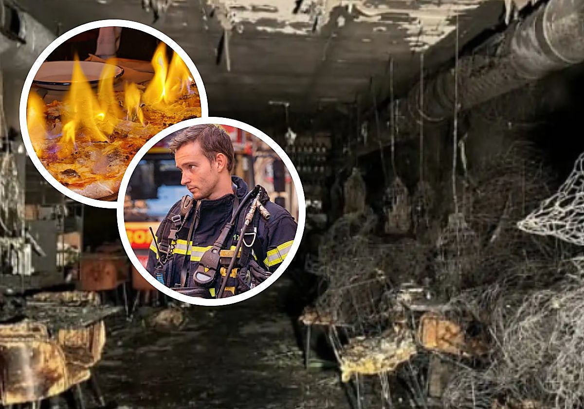 El 'influencer' y bombero, Dani Sanz, la pizza flambeada y el local del Burro Canaglia calcinado