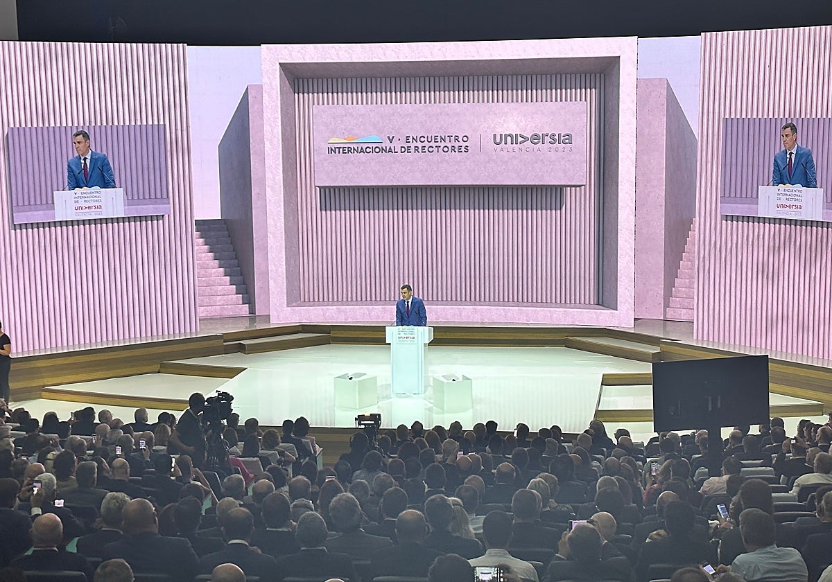 El presidente del Gobierno, Pedro Sánchez, en el V Encuentro Interncional de Rectores