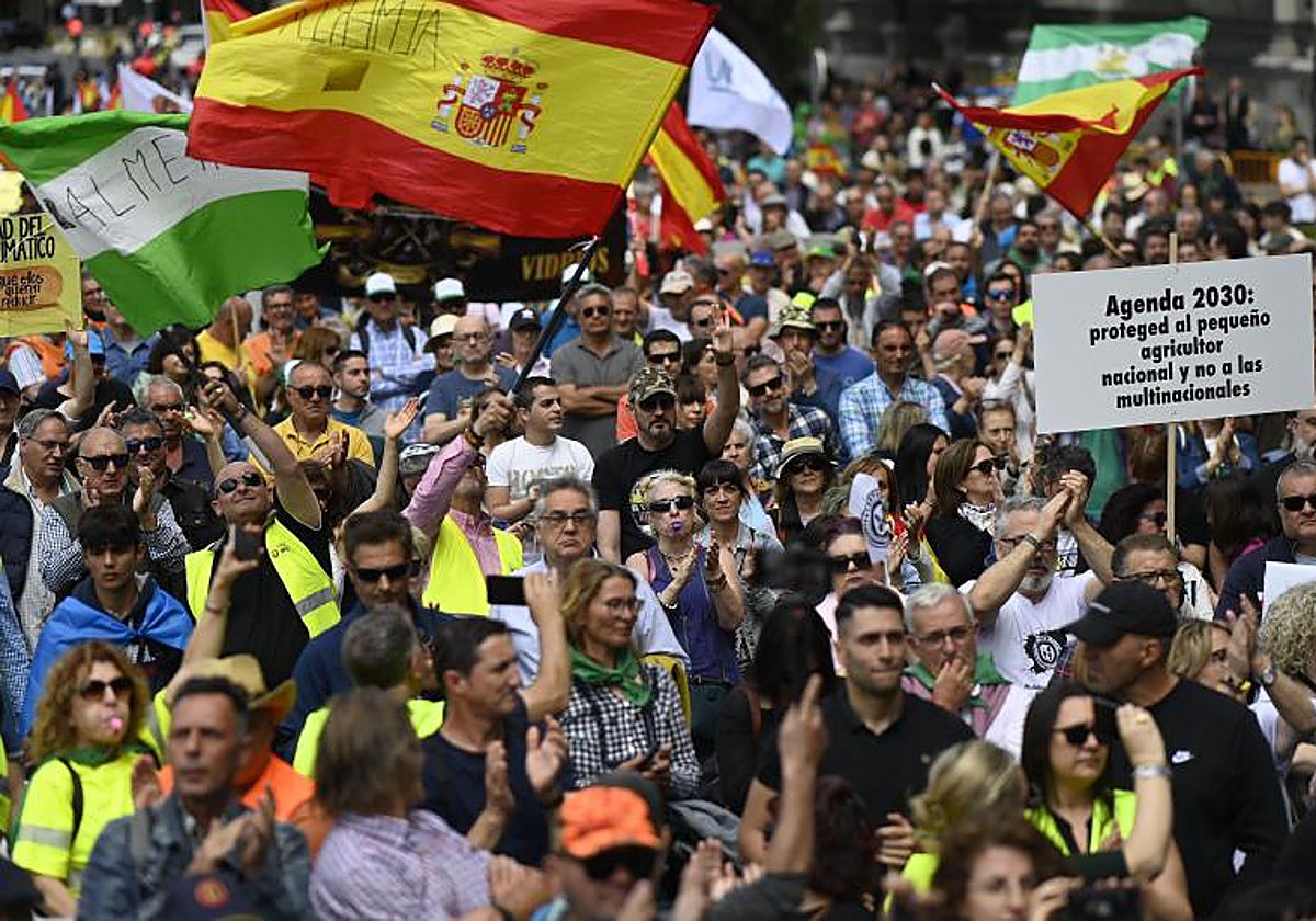 Manifestantes del mundo rural este domingo en Madrid