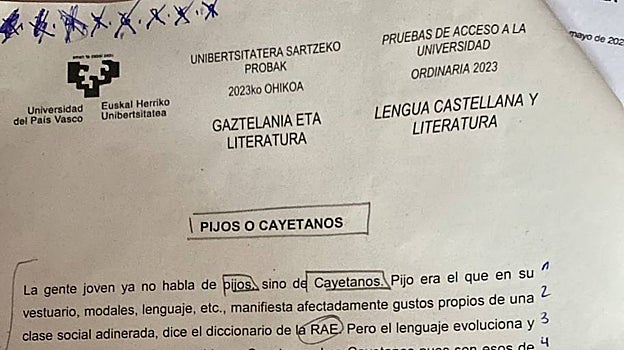 Selectividad: «Repelús», «fobia» y «asco» a los cayetanos: así es el examen de Lengua Castellana en el País Vasco