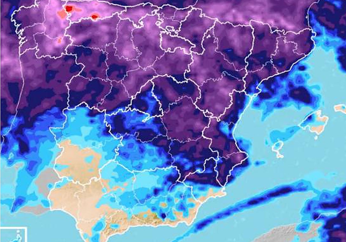 Mapa con avisos amarillos y naranjas por precipitaciones y fenómenos costeros