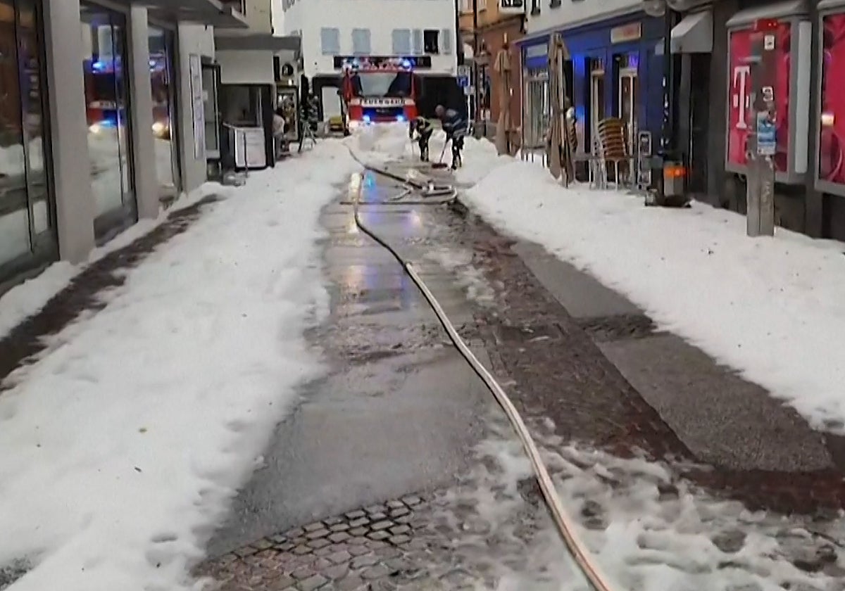 Nieve en las calles de Reutlingen (Alemania)