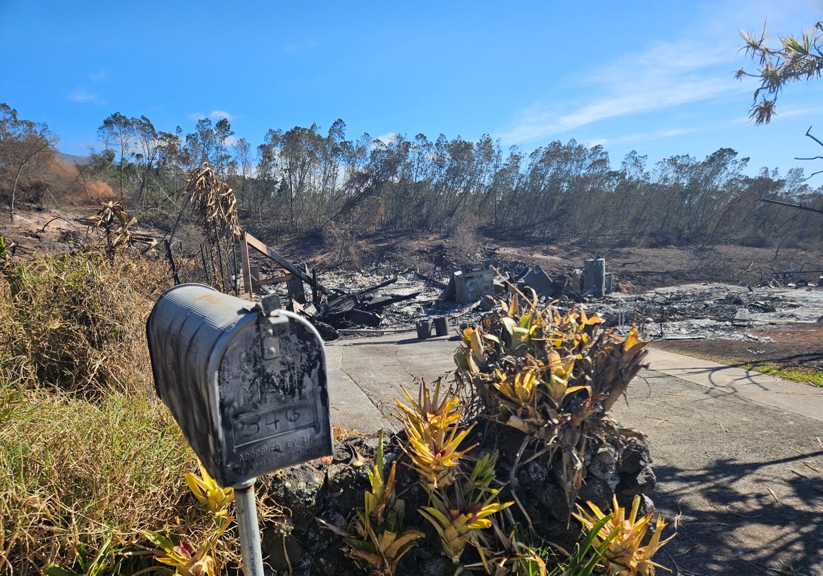 Una vivienda arrasada en la zona más afectada por el incendio de la isla de Maui