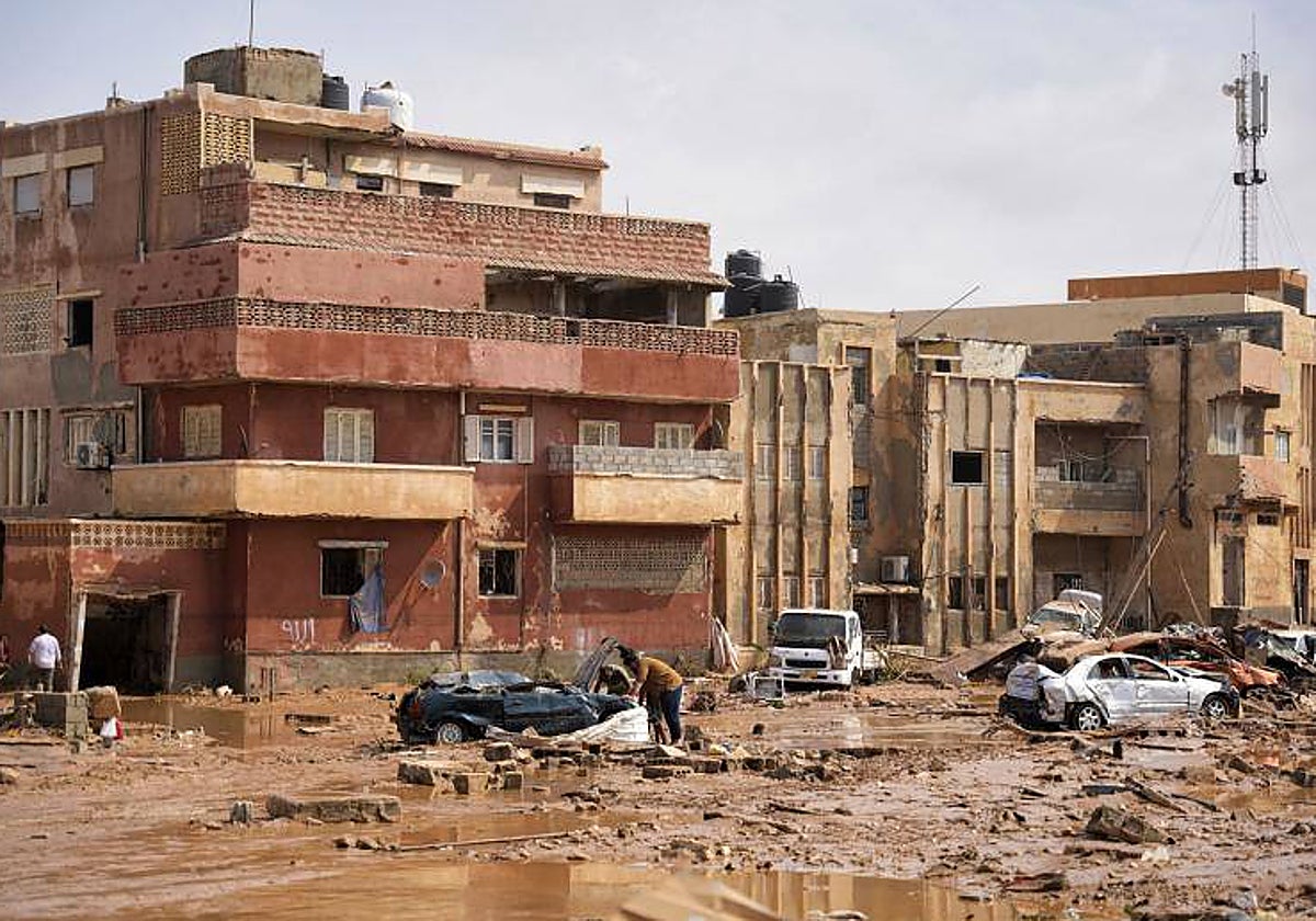 Restos de un barrio en Derna, al norte de Libia, tras el paso de la DANA que afectó a Grecia, Bulgaria y Turquía