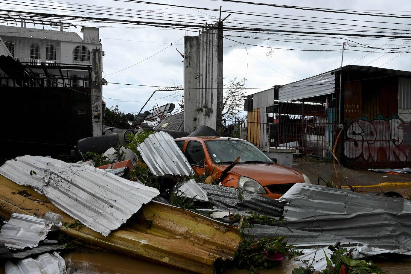 Vista de los daños causados tras el paso del huracán Otis en Chilpancingo, estado de Guerrero, México