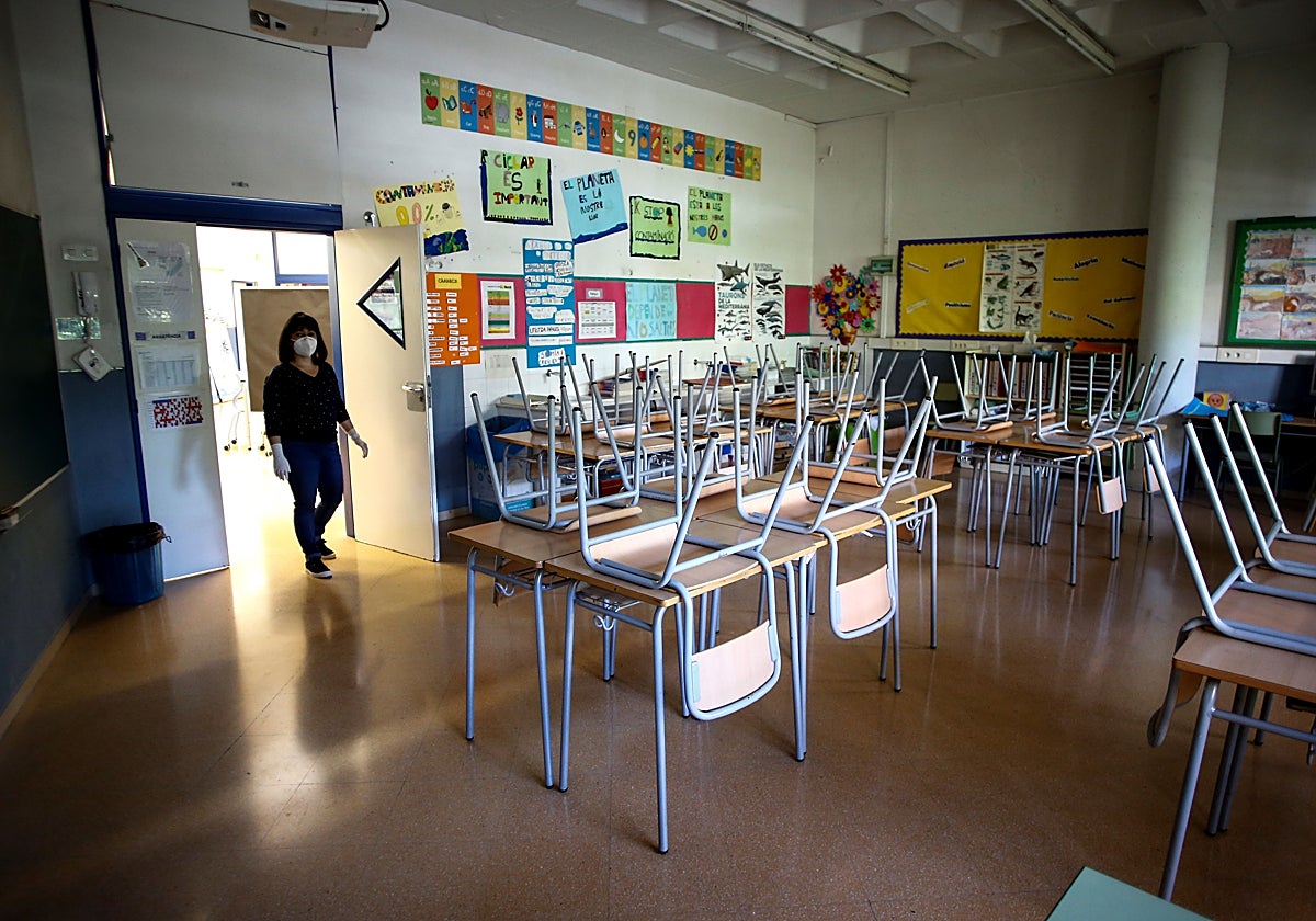 Aula de una escuela de Educación Primaria en Barcelona durante la pandemia