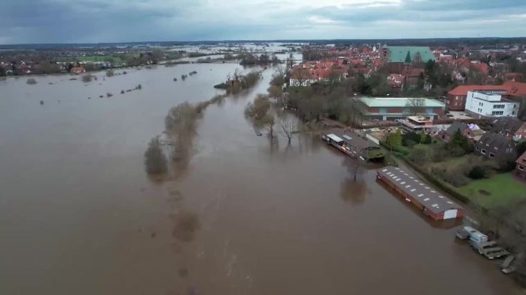 Imágenes aéreas de las inundaciones en la ciudad alemana de Verden