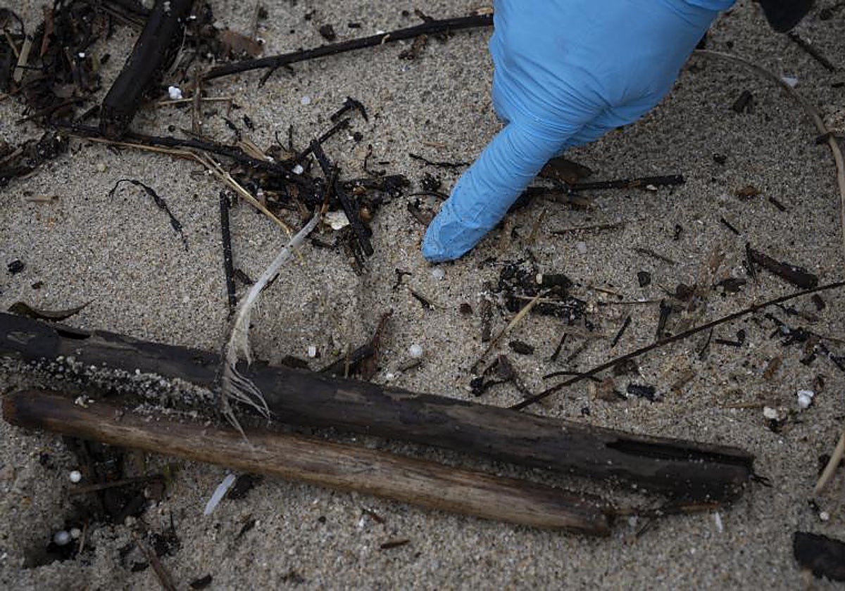 Pélets en una playa del norte de España