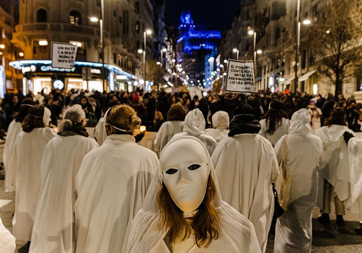Un momento de la marcha del 8-M en Madrid